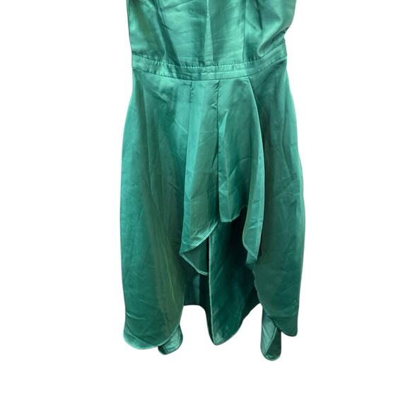 Lulus Emerald Green High-Low Satin Gown XL Halter Formal Maxi Dress - Picture 5 of 12
